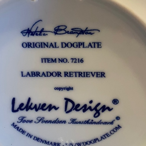 Natalia Brampton original Dogplate Labrador Retriever Porcelain made in Denmark - Picture 3 of 5